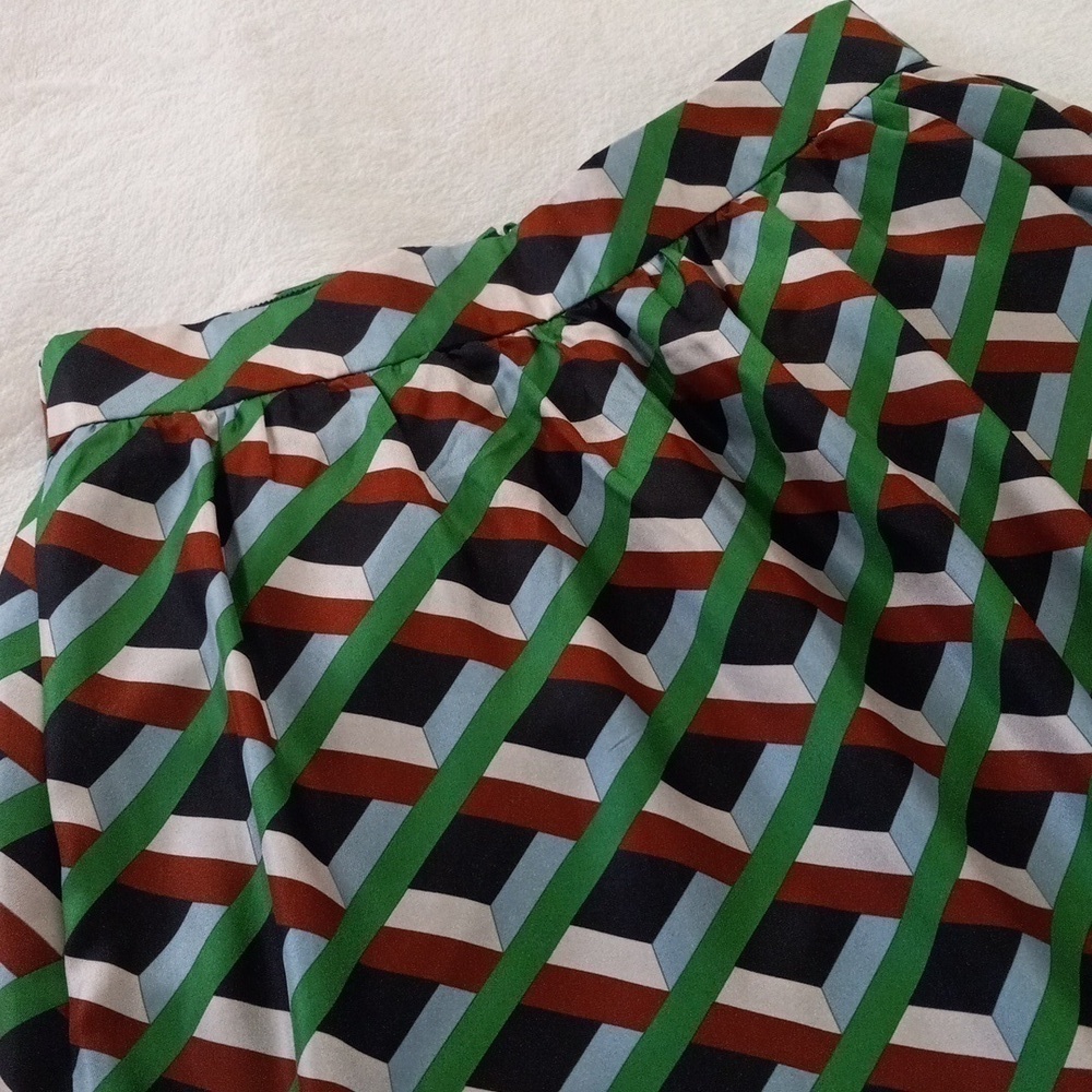 J. Crew Ratti Retro Silk Geometric Skirt in Simpatico Diamond Lattice NWT - Picture 10 of 16